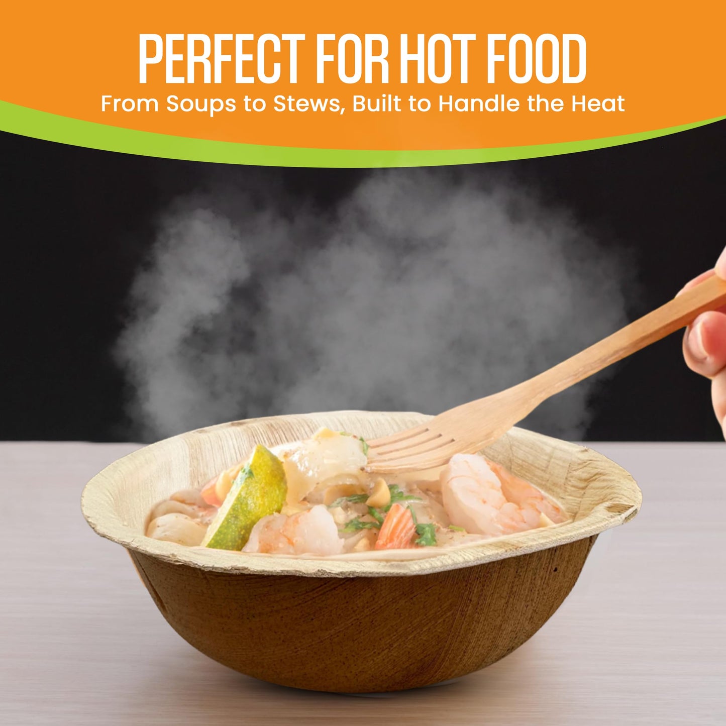 Raj Disposable Palm Leaf Bowls (50 Count, 6" Bowls) Strong Bowl Like Bamboo Party Bowl - Decorative Compostable Tableware for Lunch, Dinner, Birthday, Outdoor, BBQ, Picnic, Parties