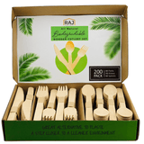 Wooden Cutlery -Spoon, Fork, and Knives - 200 Pack