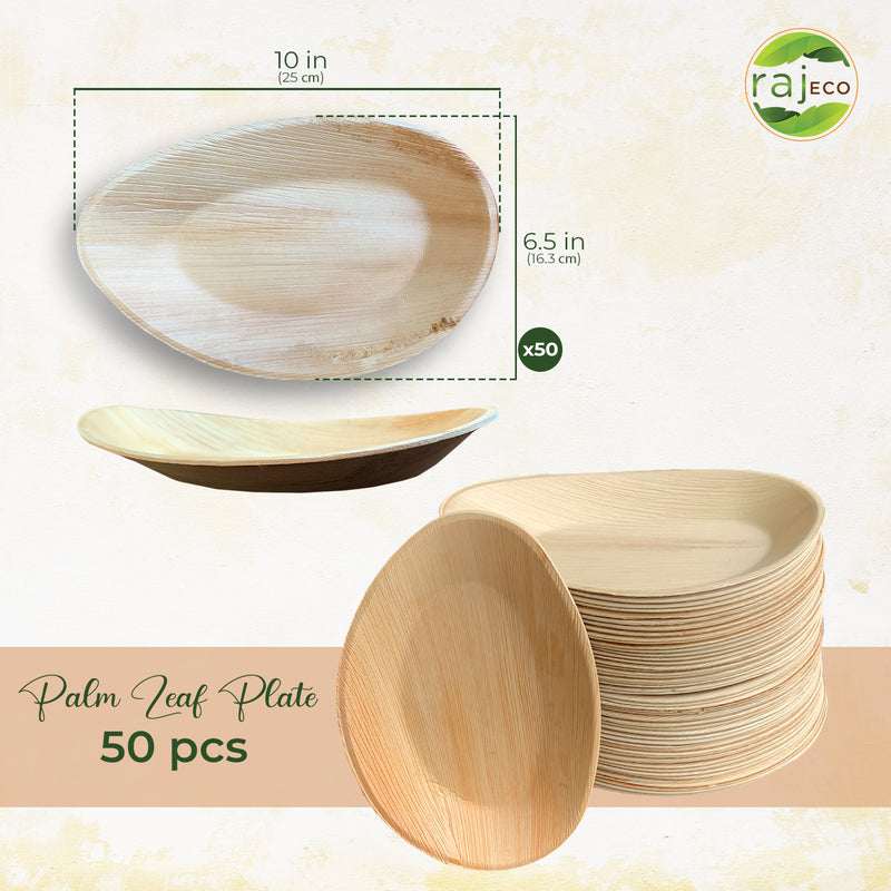 100% Compostable Disposable Paper Plates Bulk [10 50 Pack], Bamboo Plates,  Eco F 